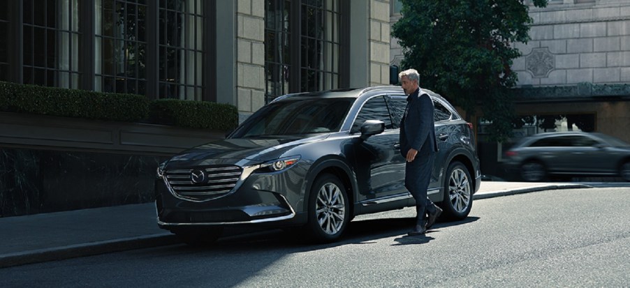 A gray 2020 Mazda CX-9 in the city.