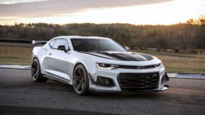 A white 2022 Chevrolet Camaro ZL1 1LE on a racetrack