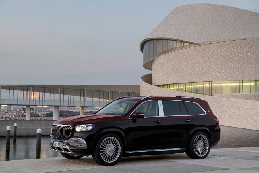 A 2022 Mercedes Maybach luxury SUV in purple and black