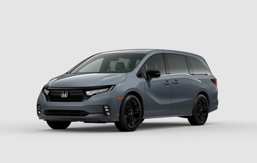 Sonic Grey 2023 Honda Odyssey Sport minivan brand spec shot