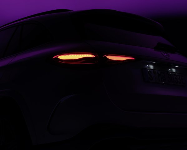 A teaser image of the 2023 Mercedes GLC