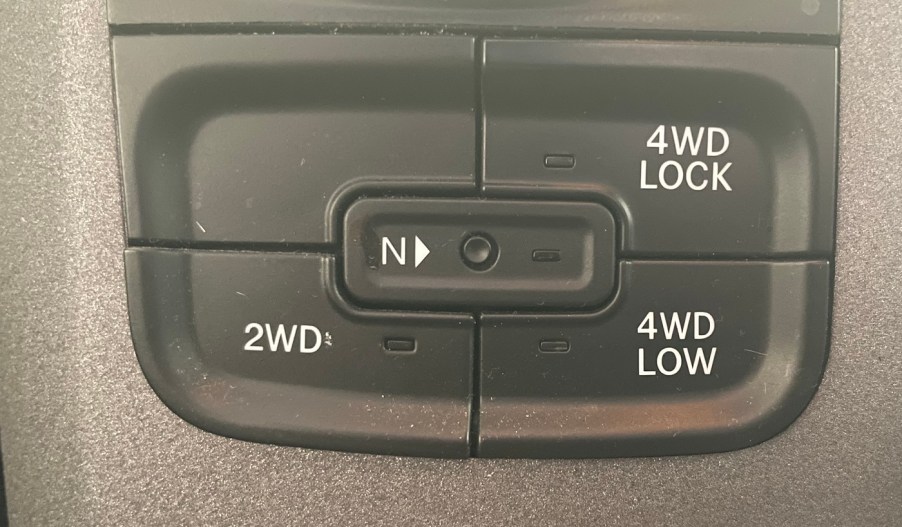 The four-wheel-drive controls in a ram rebel