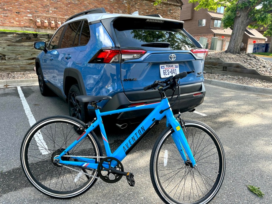 2022 Toyota RAV4 TRD with an Aventon Solterra bike next to it