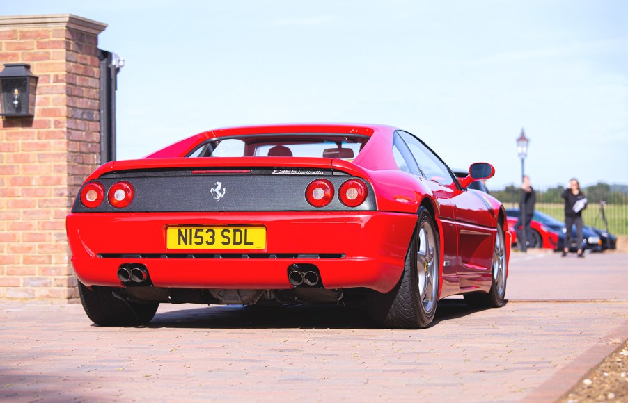 Red Ferrari F355 Berlinetta coupe in England much like the F355 challenge race car wrecked in neighborhood