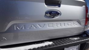 A silver back-end of a Ford Maverick, which is now the new Terminix truck as a Ford Maverick Hybrid.