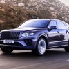 Front angle view of blue 2023 Bentley Bentayga EWB (Extended Wheelbase), highlighting its release date and price