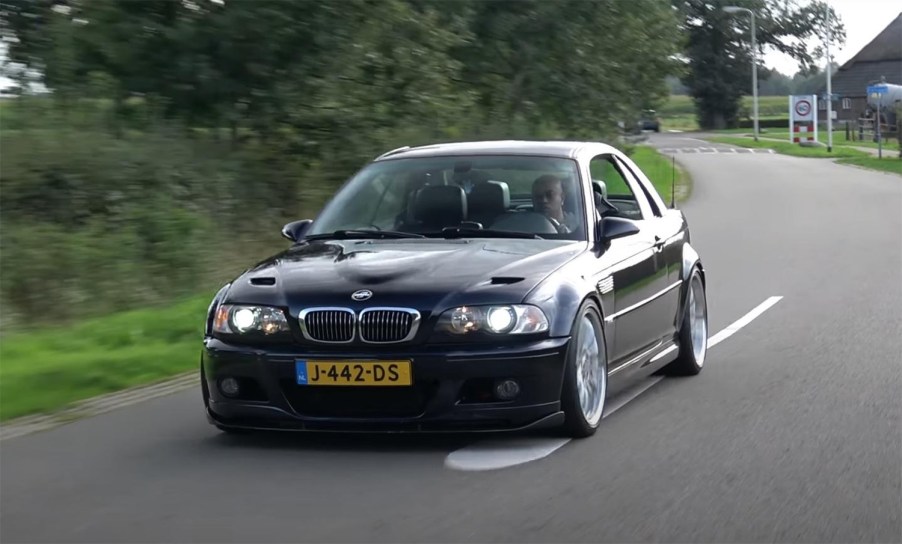 Hartge E46 H50 BMW driving down the road under power from its M5 sourced V8 swap