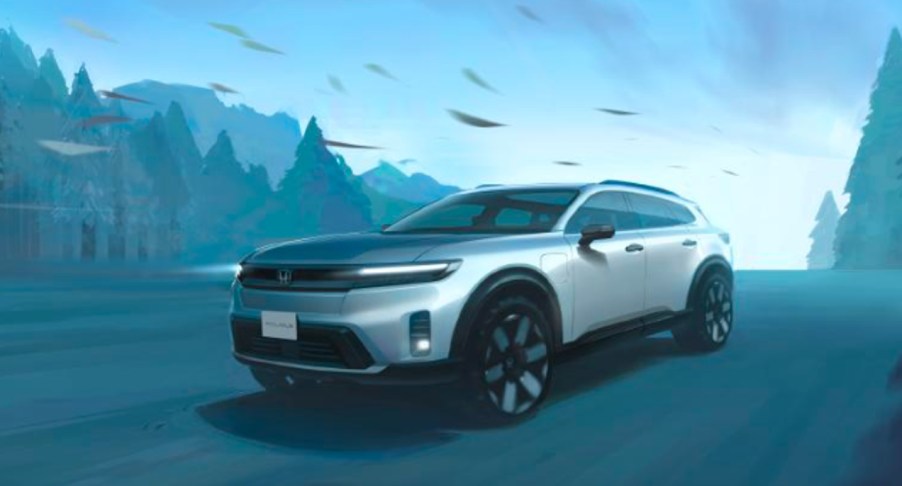 A gray 2024 Honda Prologue electric SUV sketch.