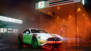 Model 711 Ford Mustang parked in 7-Eleven gas station parking lot