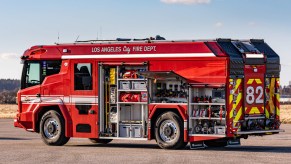 The first electric fire truck, a Rosenbauer RTX, joined the LAFD