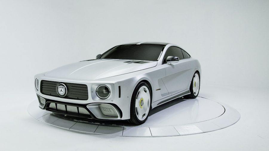 The white WILL.I.AMG Mercedes-AMG GT 4-Door concept in a white studio