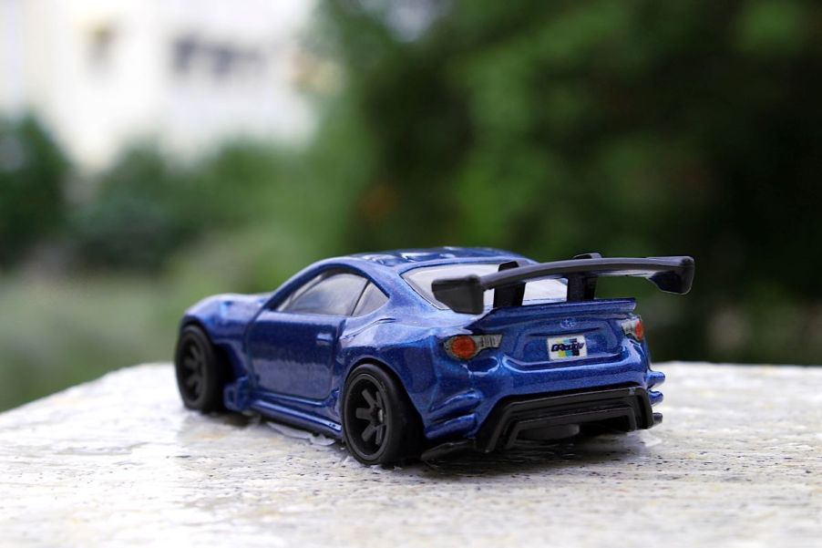 Small model of a blue Subaru BRZ Rocket Bunny