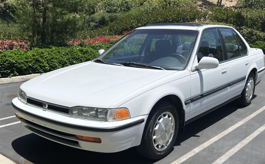 1992 White Honda Accord in parking space CB7 Cars and Bids sold for $8,500