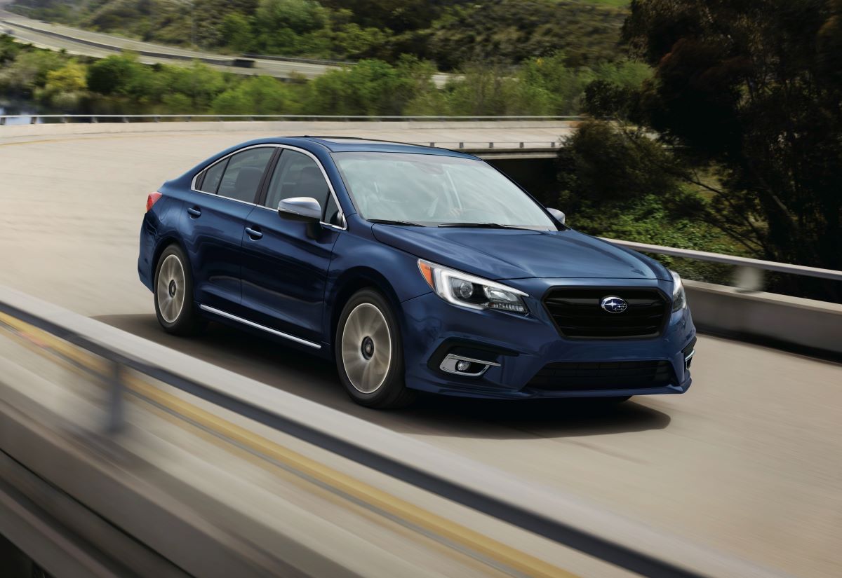 A blue 2018 Subaru Legacy