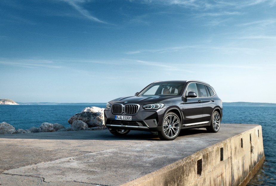 a 2022 BMW X3 on a dock