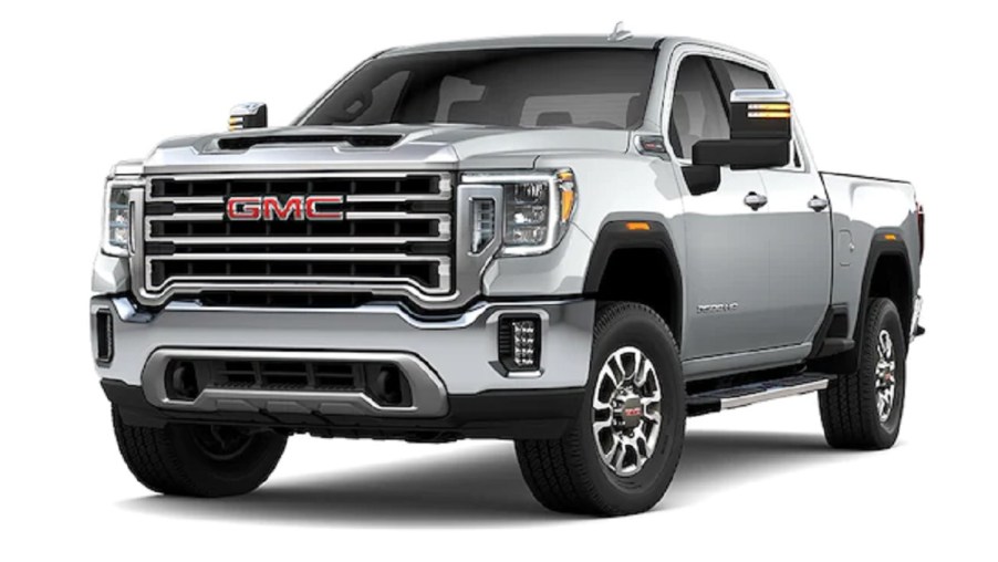 A white 2022 GMC Sierra 2500 against a white background.