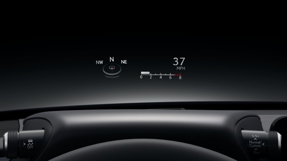 the heads-up display available in the new 2022 lexus es