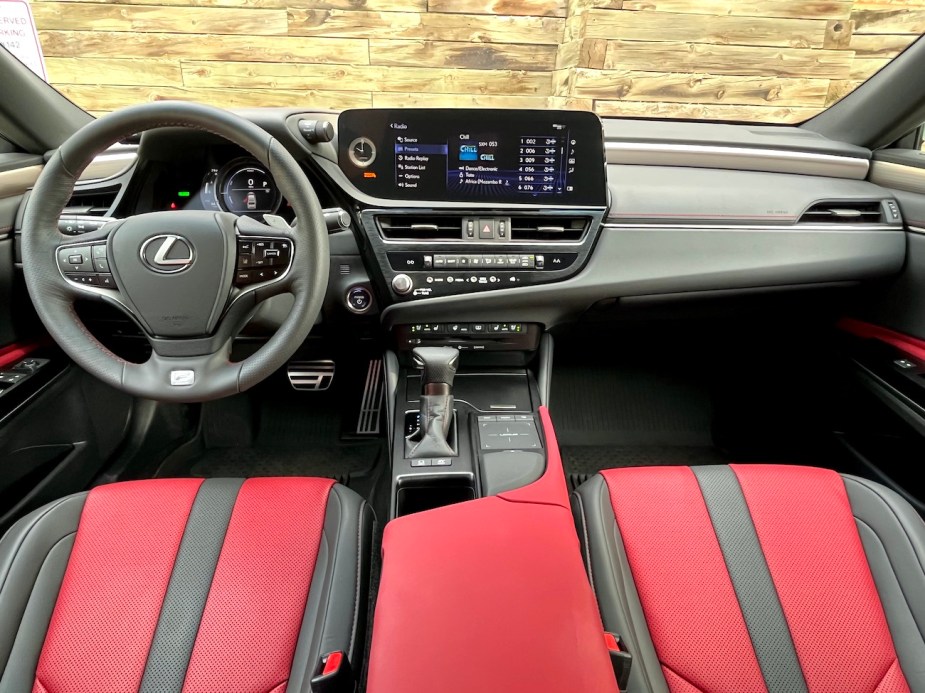 2022 Lexus ES300h F Sport red and black interior