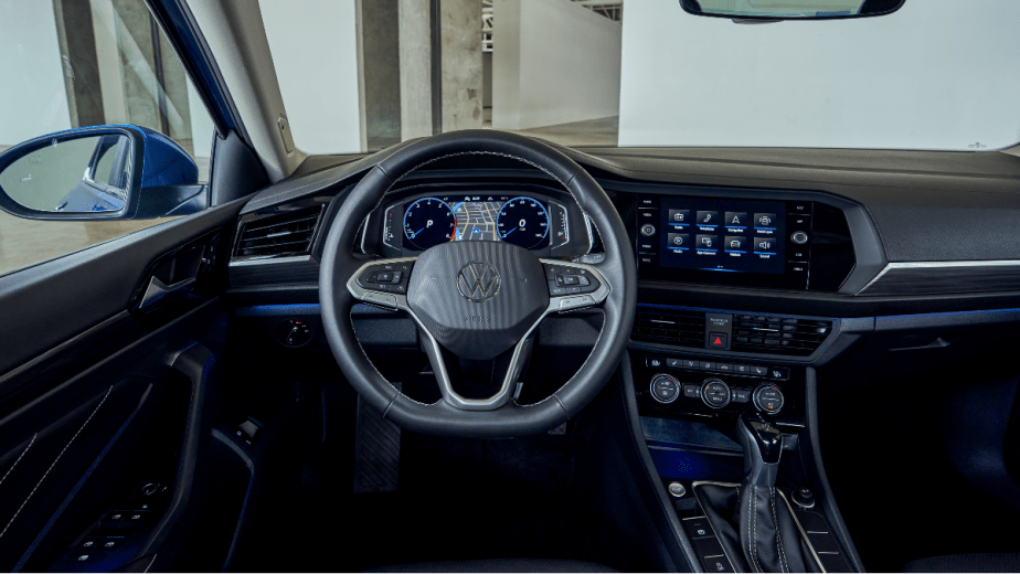 the high-tech interior of a 2022 volkswagen jetta sel