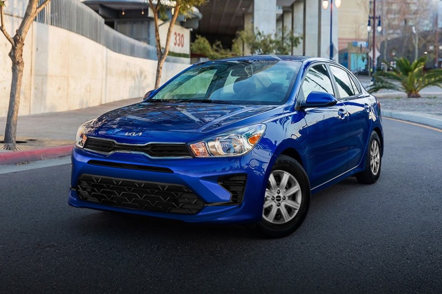 2022 kia rio sedan in blue