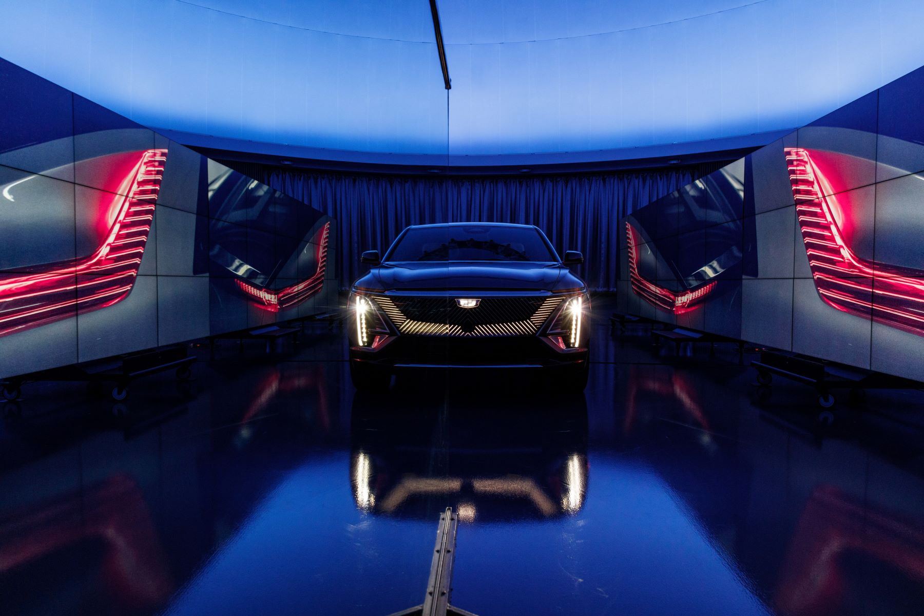 The 2023 Cadillac Lyriq Debut Edition all-electric luxury SUV model promotional shot