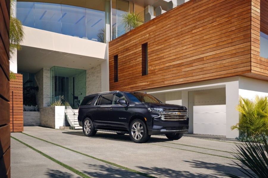 2023 Chevy Suburban in black parked