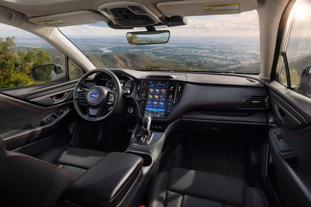 Black cloth interior of the 2023 Subaru Legacy Premium trim level