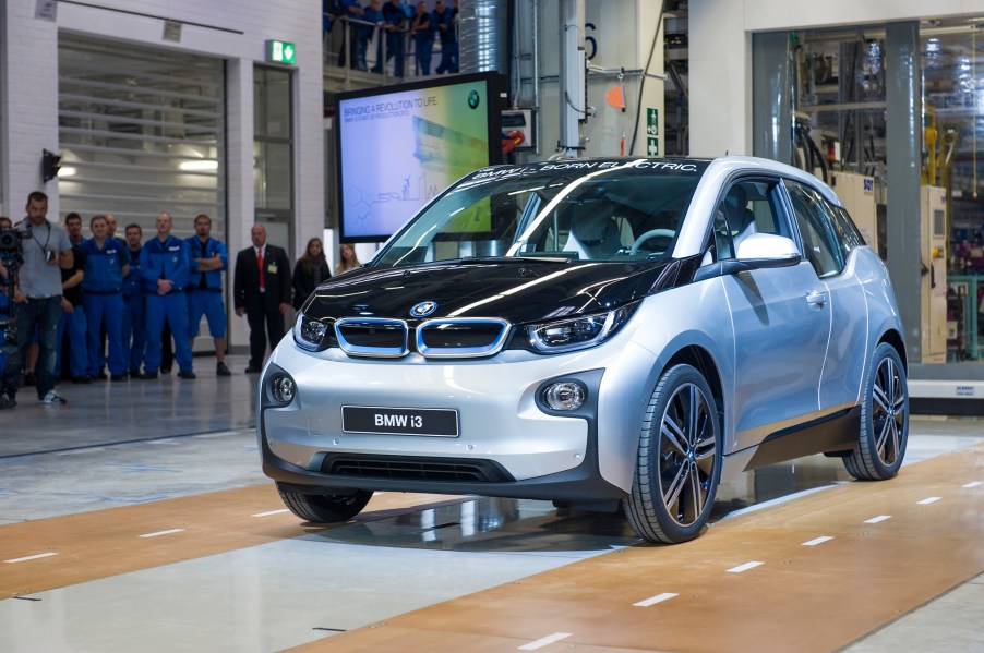 The BMW i3, here at a display, is the EV that loses value faster than any other EV.