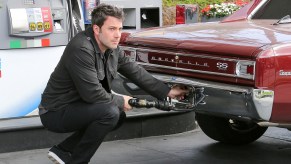 Ben Affleck, pictured here with his Chevelle SS, is happy his son is okay after backing a Lamborghini into a BMW.