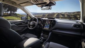 Dashboard and front seats in 2023 Subaru Ascent, highlighting its release date and price