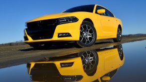 The Dodge Charger, pictured here in yellow, shares architecture with a Mercedes-Benz E-Class