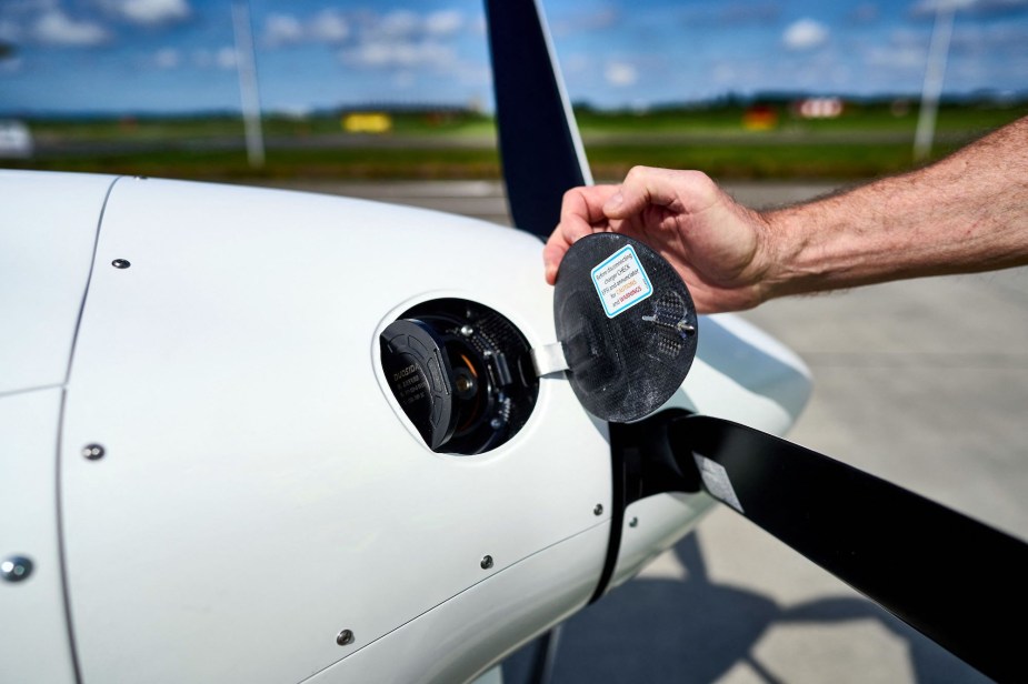 A charging port for an electric airplane.