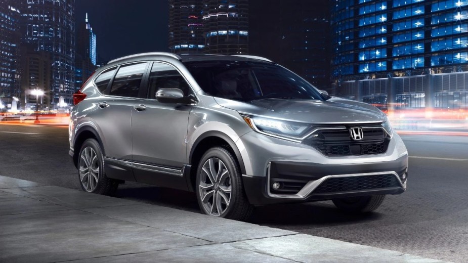 Front angle view of silver 2022 Honda CR-V