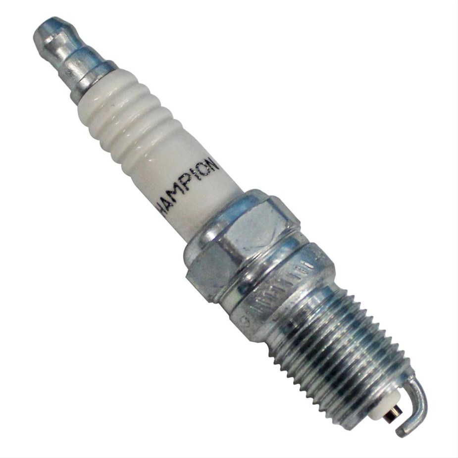 Product photo of a Champion spark plug on a white background.