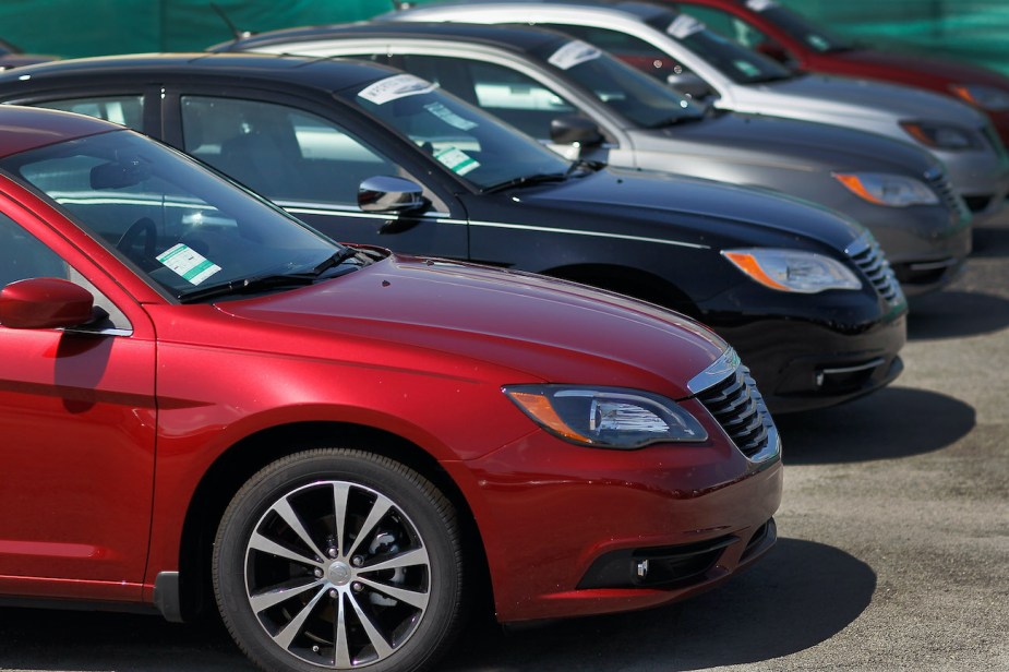 A lineup of Chrysler vehicles.