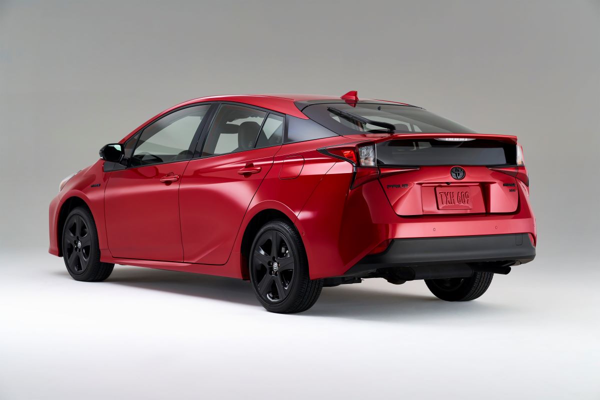 Red 2022 Toyota Prius classic hybrid hatchback