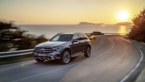 2019 Mercedes GLC in grey on a coastal road