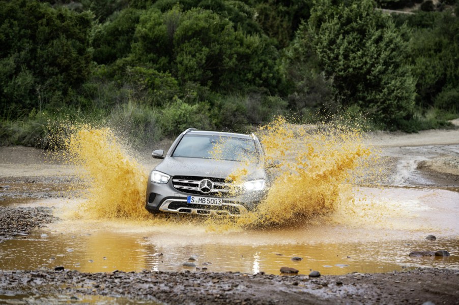 Mercedes-Benz GLC in the mud. One of the best small luxury SUVs on the market.