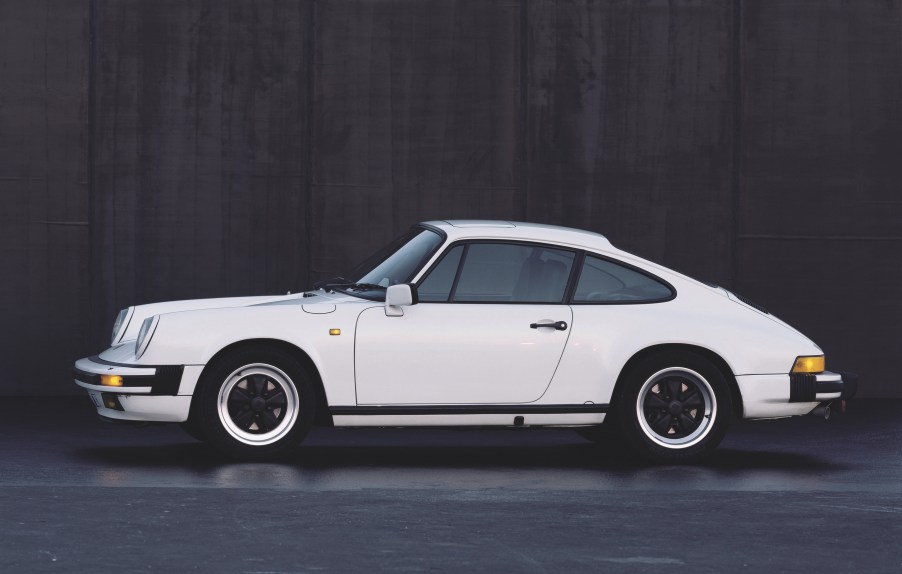 A white 1989 Porsche 911 Carrera