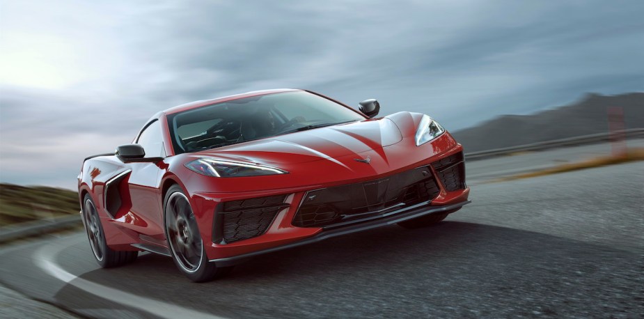 2022 Chevrolet Corvette Stingray in red on the track