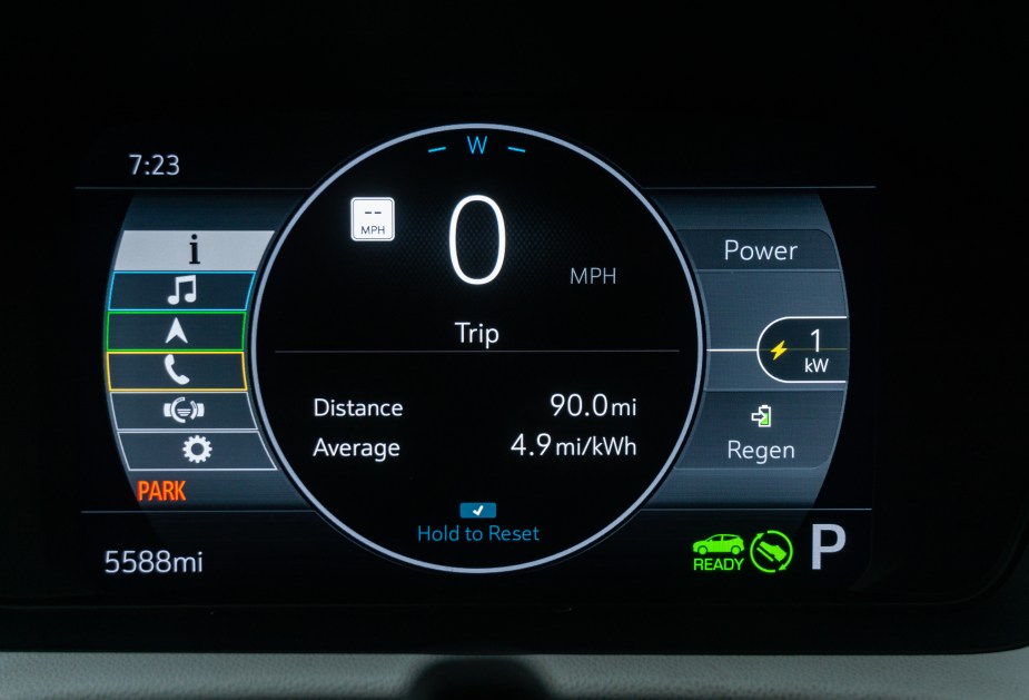 The configurable digital gauge cluster in a 2022 Chevrolet Bolt EUV Premier