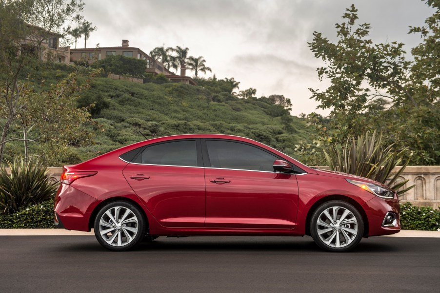 A red 2022 Hyundai Accent parked outdoors