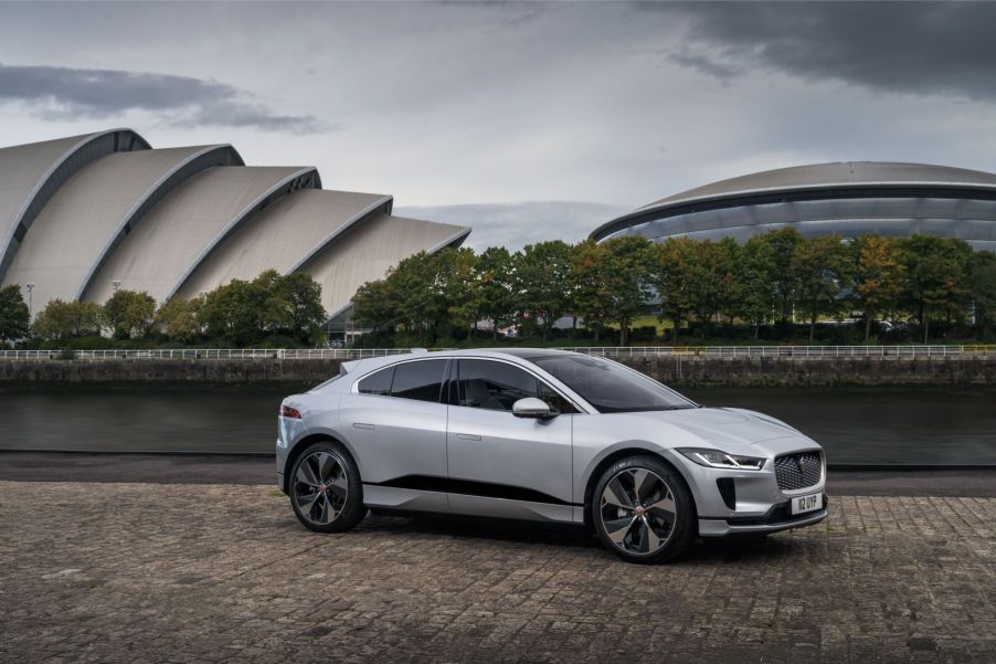 A 2022 Jaguar I-Pace electric luxury SUV in Indus Silver