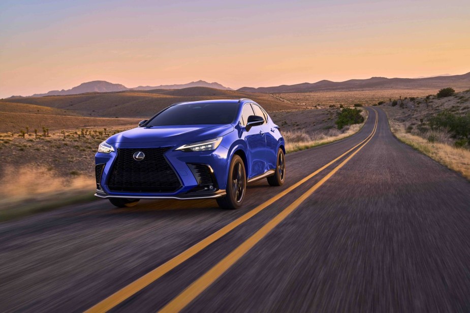 2022 Lexus NX powertrain 450h driving in the desert