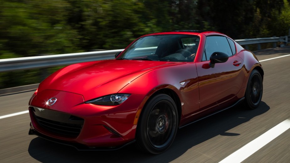 a red 2022 mazda mx5 miata, a small and fun to drive coupe