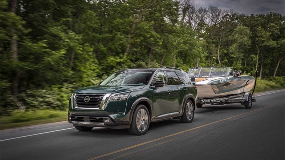 This Green 2022 Nissan Pathfinder was made in America. 