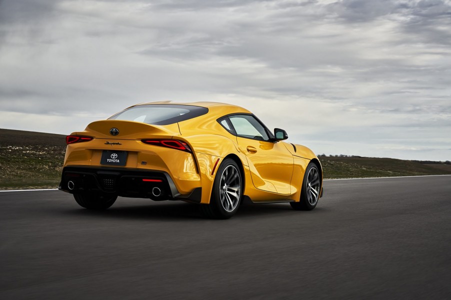 The Toyota Supra, like this one in yellow, squared off with the Ford Mustang Mach 1 and other cars.