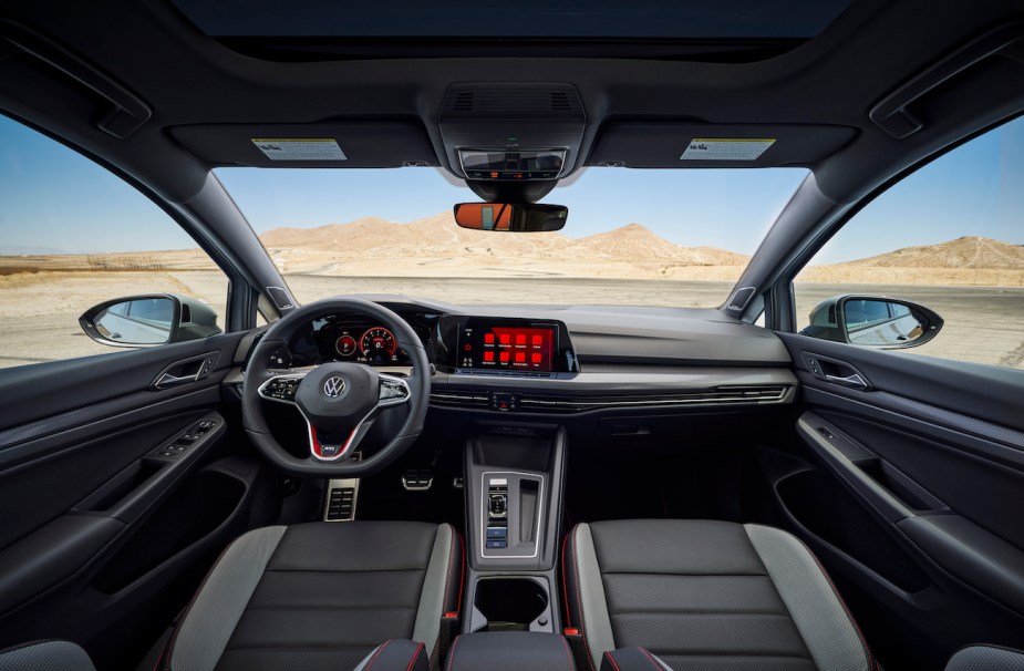 The interior view of the 2022 Volkswagen GTI