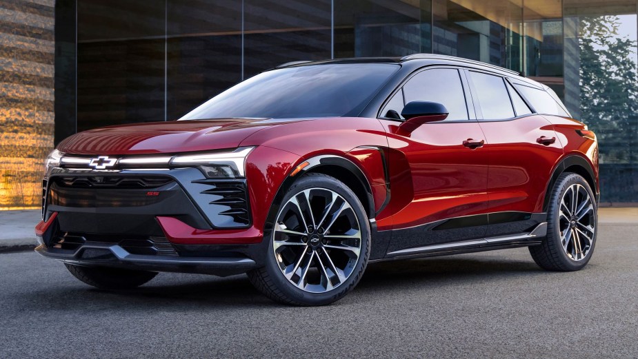 The 2024 Chevy Blazer EV parked on pavement 