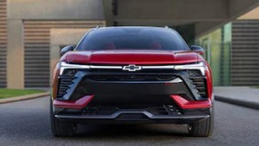 A red 2024 Chevy Blazer EV is parked.